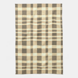 Rustiek Retro Beige Bruin Getextureerd Plaid Patro Theedoek