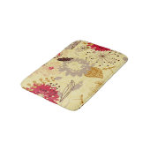 Rustiek retro bloemenpatroon beige en rood badmat (Gekanteld)