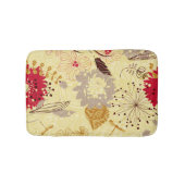 Rustiek retro bloemenpatroon beige en rood badmat (Voorkant)