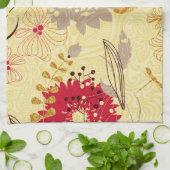 Rustiek retro bloemenpatroon beige en rood theedoek (Gevouwen)