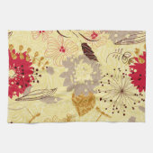 Rustiek retro bloemenpatroon beige en rood theedoek (Horizontaal)