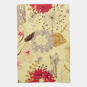 Rustiek retro bloemenpatroon beige en rood theedoek (Verticaal)