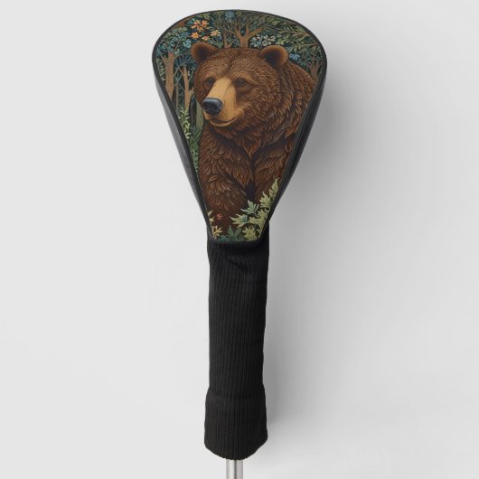 Rustiek retro bruin beer golfheadcover (Voorkant)