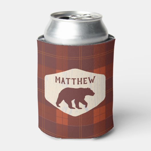 Rustiek Retro Plaid Beer Gepersonaliseerd Blikjeskoeler (Blikje Voorkant)