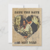 Rustiek Retro Script met Musical Notes Heart lijst Save The Date (Voorkant)