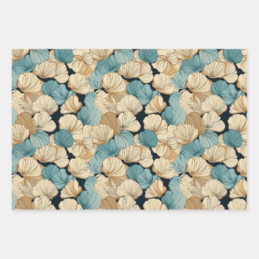 Rustiek Retro Seashell Pattern Inpakpapier Vel (Voorkant 3)
