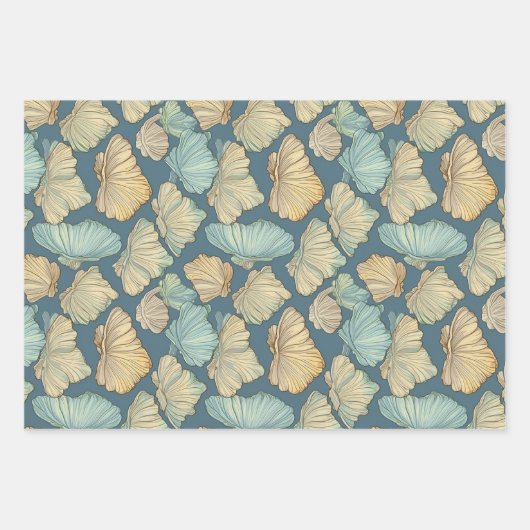 Rustiek Retro  Seashell Pattern Inpakpapier Vel (Voorkant 2)