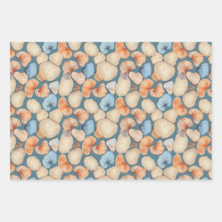 Rustiek Retro  Seashell Pattern Inpakpapier Vel
