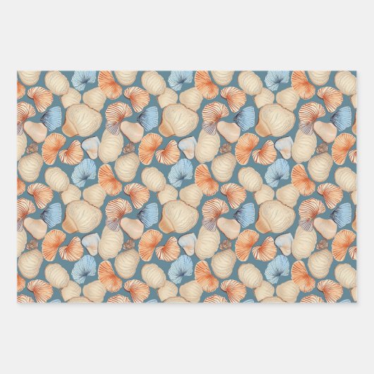 Rustiek Retro Seashell Pattern Inpakpapier Vel (Voorkant)