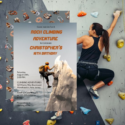 Rustiek Rock Klimmen Avontuur Verjaardagsfeest Kaart