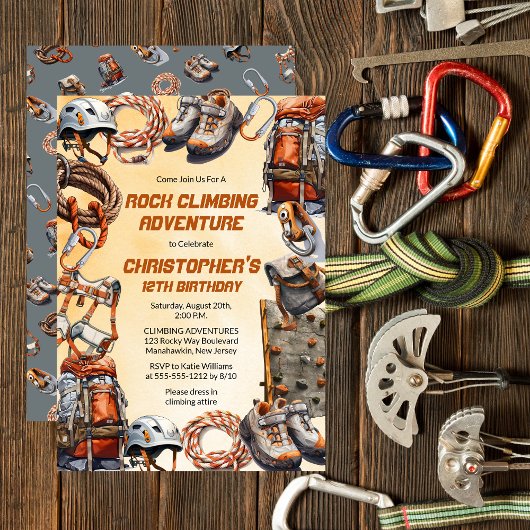 Rustiek Rock Klimmen Avontuur Verjaardagsfeest Kaart