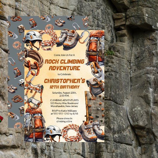 Rustiek Rock Klimmen Avontuur Verjaardagsfeest Kaart