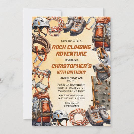 Rustiek Rock Klimmen Avontuur Verjaardagsfeest Kaart (Voorkant)