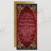 Rustiek rode koninklijke bruiloft programma programmakaart (Voorkant / Achterkant)