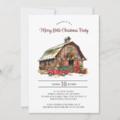 Rustiek Rode Vrachtwagen Barn Kerstfeest Feestdagenkaart (Voorkant)