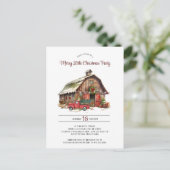 Rustiek Rode Vrachtwagen Barn Kerstfeest Feestdagenkaart (Staand voorkant)