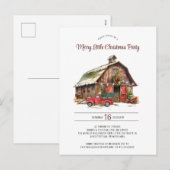 Rustiek Rode Vrachtwagen Barn Kerstfeest Feestdagenkaart (Voorkant / Achterkant)