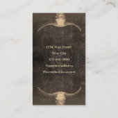 Rustiek Rodeo Bruin Textuur Tattoo Shop Bull Skull Visitekaartje (Achterkant)