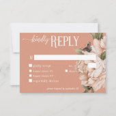 rustiek roest & perzik pioenrozen diner RSVP kaartje (Voorkant)