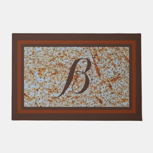 Rustiek Roestig Metaal Custom Monogram Design Deurmat (Voorkant)