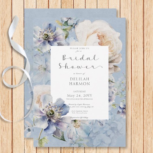 Rustiek Romantisch Blauw & Wit Bloemen Vrijgezelle Kaart