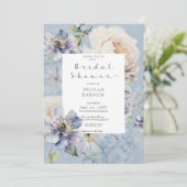 Rustiek Romantisch Blauw & Wit Bloemen Vrijgezelle Kaart (Staand voorkant)