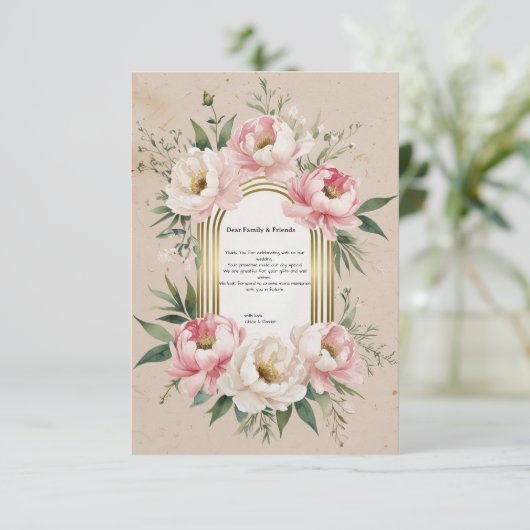 Rustiek Romantisch Boho Elegant Bloemen Huwelijk Bedankkaart (Staand voorkant)