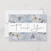 Rustiek Romantisch Dusty Blauw & Wit Bloemen Bruil Bedankkaart (Voorkant)