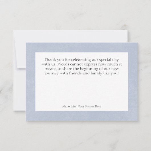 Rustiek Romantisch Dusty Blauw & Wit Bloemen Bruil Bedankkaart (Achterkant)