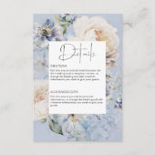 Rustiek Romantisch Dusty Blauw Wit Bloemen Details Informatiekaartje (Voorkant)
