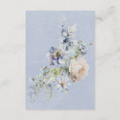 Rustiek Romantisch Dusty Blauw Wit Bloemen Details Informatiekaartje (Achterkant)