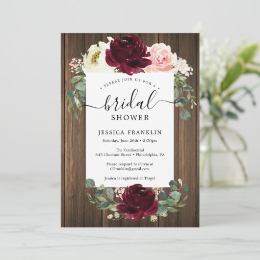 Rustiek Romantisch Groen Bruids Douche Uitnodiging (Staand voorkant)