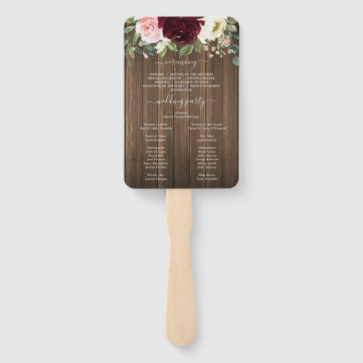 Rustiek Romantisch Groen Mason Jar Trouwprogramma Handwaaier (Achterkant)