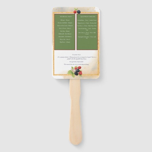 Rustiek Romantisch Herfst Berry Wedding Programma Handwaaier (Achterkant)
