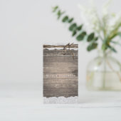 Rustiek Romantisch Hout Kant & Twine Country Chic Visitekaartje (Staand voorkant)