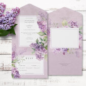 Rustiek Romantisch Paarse & Sage Lilacs Diner All In One Uitnodiging