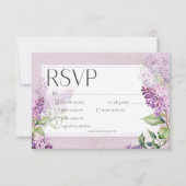 Rustiek Romantisch Paarse & Sage Lilacs Diner RSVP Kaartje (Voorkant)