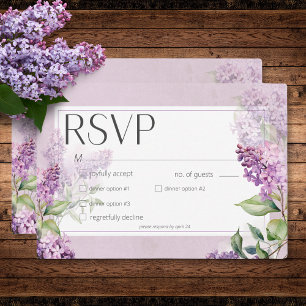 Rustiek Romantisch Paarse & Sage Lilacs Diner RSVP Kaartje