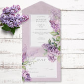 Rustiek Romantisch Paarse & Sage Lilacs Geen Diner All In One Uitnodiging