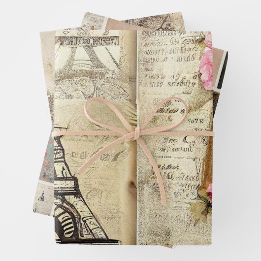 rustiek romantisch parijs inpakpapier vel (In situ)