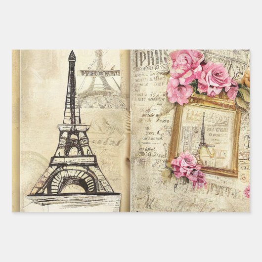 rustiek romantisch parijs inpakpapier vel (Voorkant)