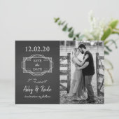 Rustiek Romantisch Zwart & Wit Foto Save the Date (Staand voorkant)