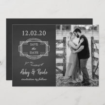 Rustiek Romantisch Zwart & Wit Foto Save the Date