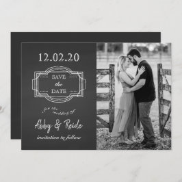 Rustiek Romantisch Zwart & Wit Foto Save the Date