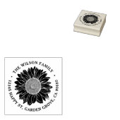 Rustiek Rond Elegant Zonnebloem Retouradres Rubberstempel (Gestempeld)