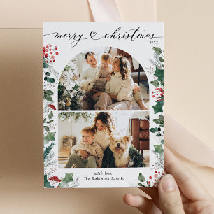 Rustiek Rood 2 Foto Arch Merry Christmas Kaart