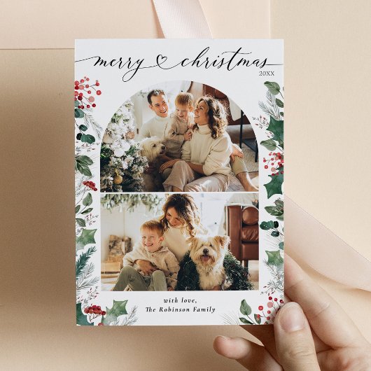 Rustiek Rood 2 Foto Arch Merry Christmas Kaart