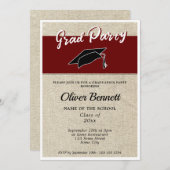 Rustiek rood Afstuderen Pet afstudeerfeest Kaart (Voorkant / Achterkant)