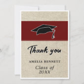 Rustiek Rood Afstuderen Pet Afstuderen Bedankkaart (Voorkant)