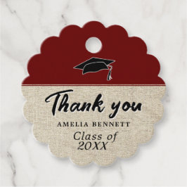 Rustiek Rood Afstuderen Pet Afstuderen Dank u Bedankjes Labels